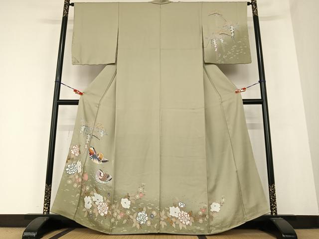 平和屋着物●訪問着　友禅　鴛鴦花松文　正絹　逸品　未使用　AABB6492zg