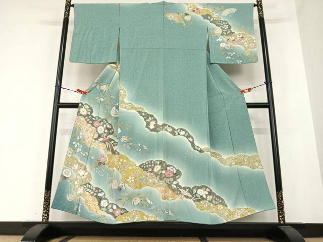 平和屋着物●訪問着　辻が花　絞り　鳳凰花文　暈し染め　金彩　正絹　逸品　AABB6493zg