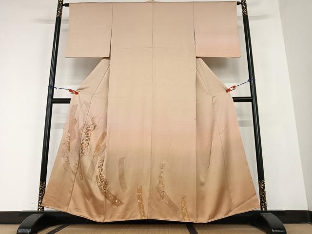 平和屋着物●訪問着　刺繍　短冊花蝶文　暈し染め　金彩　正絹　逸品　AABB6500zg