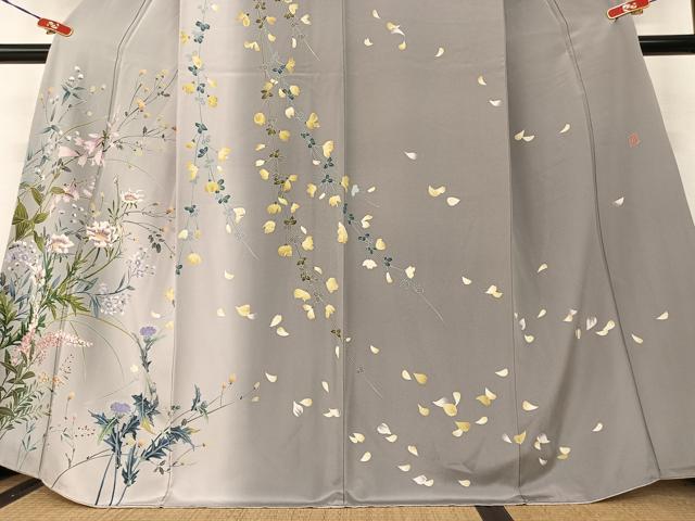 平和屋着物○糸目友禅作家 滝沢晃 訪問着 草花文 暈し染め