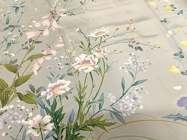 平和屋着物○糸目友禅作家 滝沢晃 訪問着 草花文 暈し染め