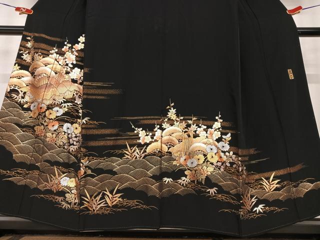 平和屋着物○金彩友禅 卓越技能者・名工・和田光正 黒留袖 松竹梅風景