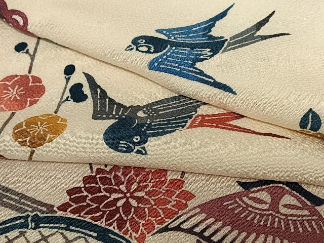 平和屋着物●紅型　小紋　風景花鳥文　松竹梅　高島屋扱い　正絹　逸品　未使用　AABB6519zg