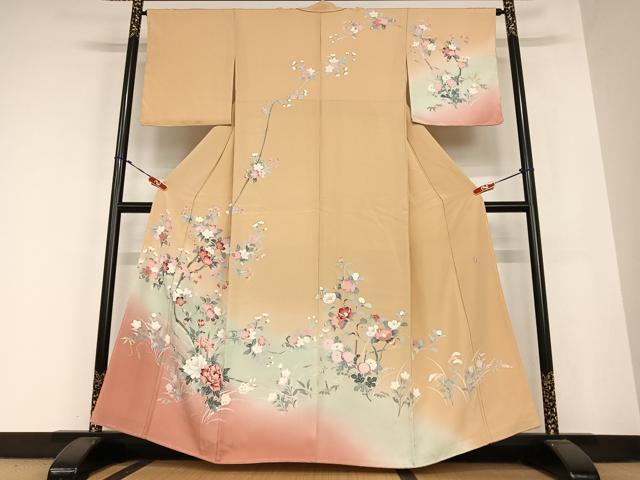 平和屋着物●訪問着　友禅　作家物　枝花文　暈し染め　正絹　逸品　未使用　AABB6522zg