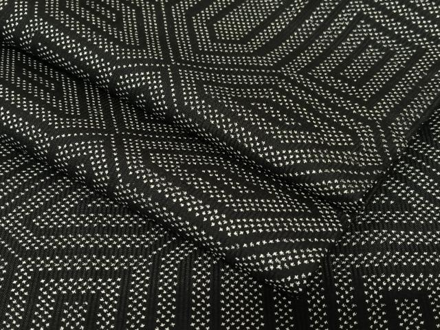 平和屋着物●本場大島紬　一元絣　亀甲文様　黒地　正絹　逸品　AABB6557zg