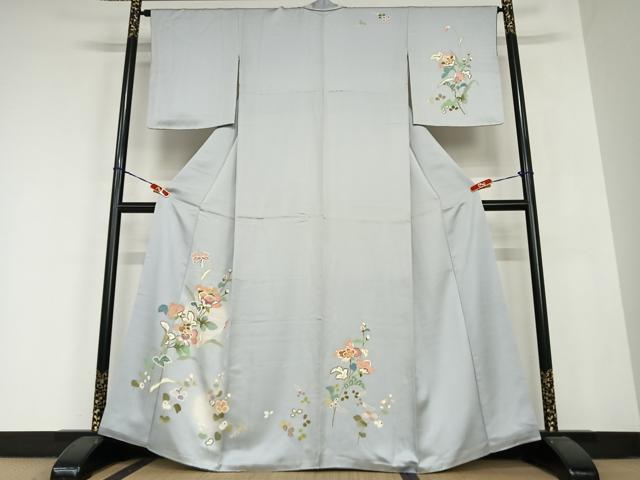 平和屋着物●訪問着　友禅　草花文　暈し染め　正絹　逸品　AABB6565zg