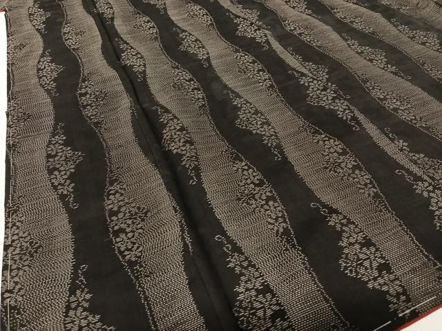 平和屋着物○本場大島紬 立涌花文 やまと誂製 正絹 逸品 未