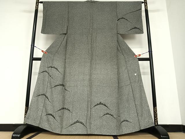 平和屋着物●訪問着　樹林文　黒地　正絹　逸品　AABB6585zg