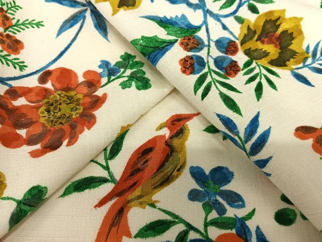 平和屋着物●上質な小紋　紬地　手描き　花鳥文　正絹　逸品　AABB6588zg