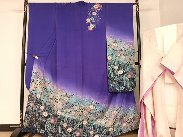 平和屋着物●豪華振袖・長襦袢(無双仕立て)セット　作家物　辻が花　暈し染め　金彩　正絹　逸品　AABB6618np