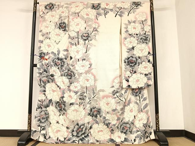 平和屋着物●名門　藤娘きぬたや・総絞り　振袖　草花文　正絹　逸品　AABB6619np