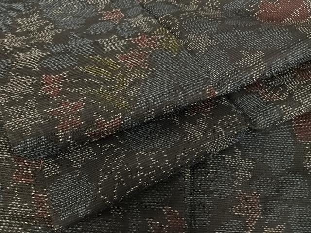 平和屋着物●本場大島紬　草花文　正絹　逸品　AABB6637np