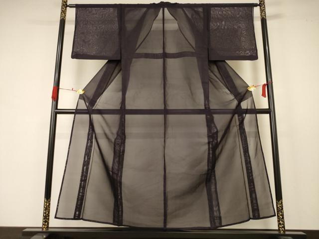 平和屋着物＊夏物　色無地　紗　黒紅色　正絹　逸品　AABB6682jd