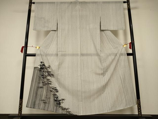平和屋着物＊夏物　訪問着　絽　笹竹文　洗える着物　AABB6688jd