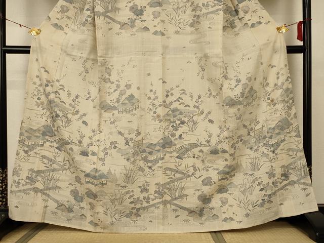 平和屋着物＊夏物　染織の名門　しょうざん 生紬　訪問着　紗　風景文　正絹　逸品　AABB6694jd_2