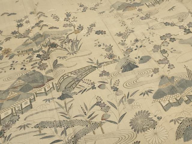 平和屋着物＊夏物　染織の名門　しょうざん 生紬　訪問着　紗　風景文　正絹　逸品　AABB6694jd_3