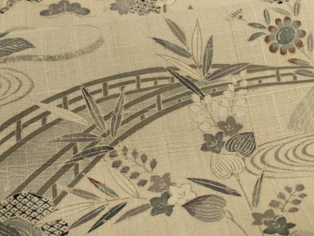 平和屋着物＊夏物　染織の名門　しょうざん 生紬　訪問着　紗　風景文　正絹　逸品　AABB6694jd_5