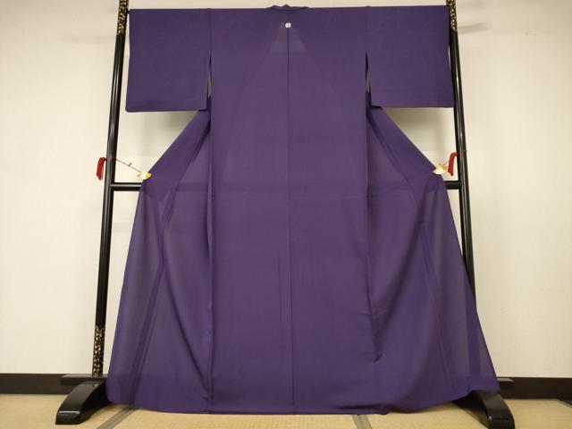 平和屋着物＊夏物　色無地　絽　濃鼠色　正絹　逸品　AABB6710jd