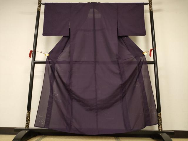 平和屋着物＊夏物　色無地　縦絽　立波紋紗　正絹　逸品　AABB6719jd