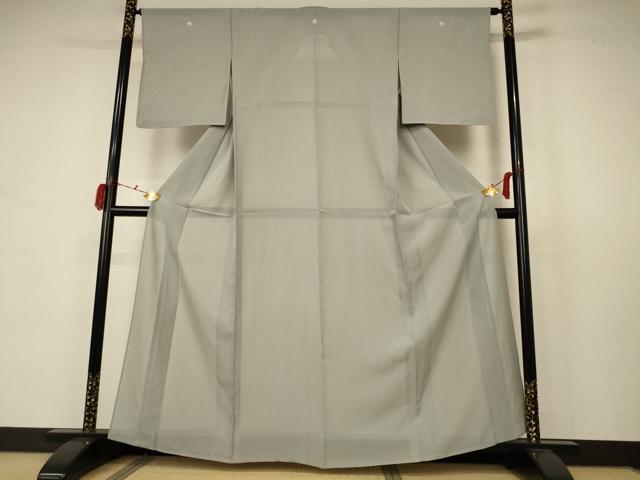 平和屋着物＊夏物　色無地　絽　柳鼠色　正絹　逸品　AABB6720jd