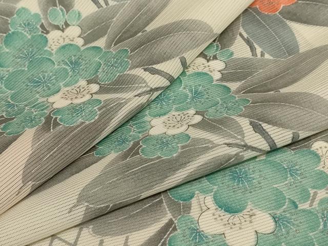 平和屋着物＊夏物　小紋　絽　枝花文　正絹　逸品　未使用　AABB6737jd