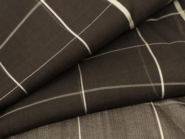 平和屋着物＊夏物　紗紬　格子　正絹　逸品　AABB6761jd