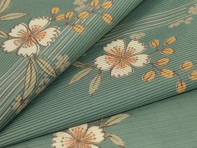 平和屋着物＊夏物　小紋　絽　草花文　洗える着物　AABB6771jd