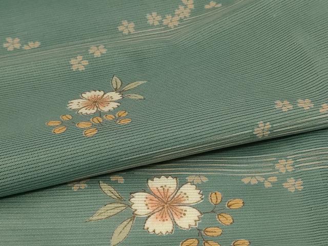 平和屋着物＊夏物　小紋　絽　草花文　洗える着物　AABB6771jd_4