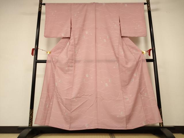 平和屋着物＊夏物　小紋　紗　芝文　洗える着物　AABB6772jd_1