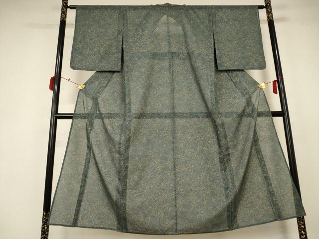 平和屋着物＊夏物　小紋　絽　草花文　洗える着物　AABB6774jd_1