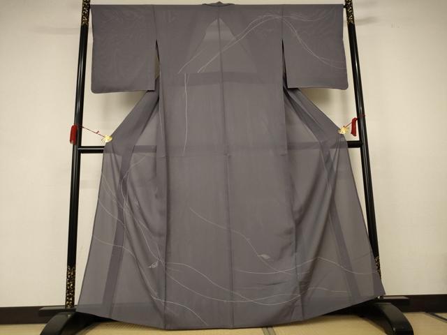 平和屋着物＊夏物　訪問着　絽　刺繍　草花文　正絹　逸品　AABB6793jd