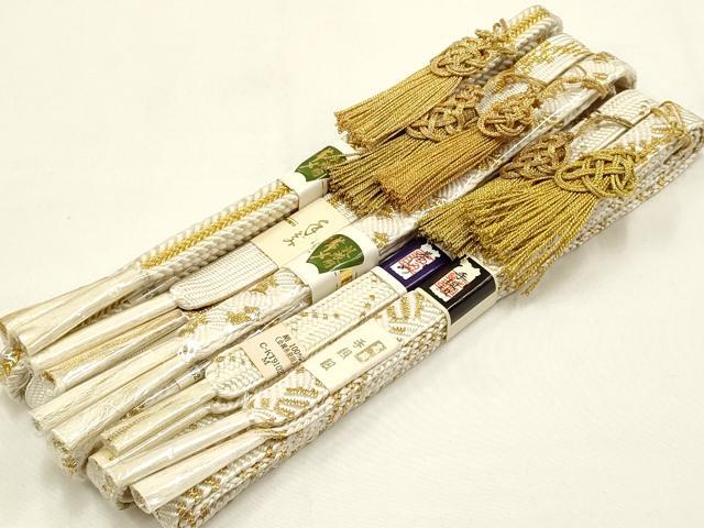 平和屋着物●和装小物　上質な帯締め5本セット　礼装用　高麗組 綾出し　唐組　金糸　亀房付き　逸品　未使用　AABB7072ay