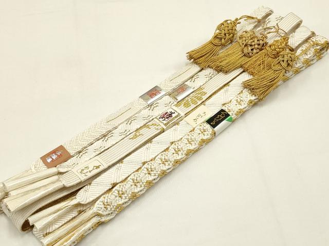 平和屋着物●和装小物　上質な帯締め5本セット　礼装用　高麗組 綾出し　唐組　金糸　亀房付き　逸品　未使用　AABB7079ay