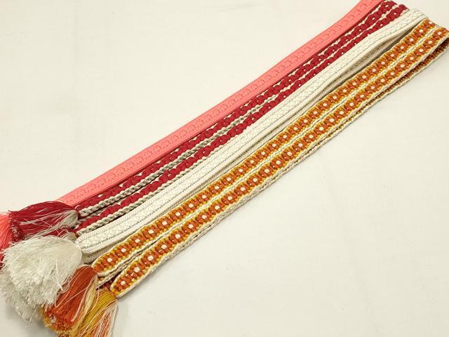 平和屋着物●和装小物　上質な帯締め4本セット　小桜組　銀糸　逸品　AABB7082ay