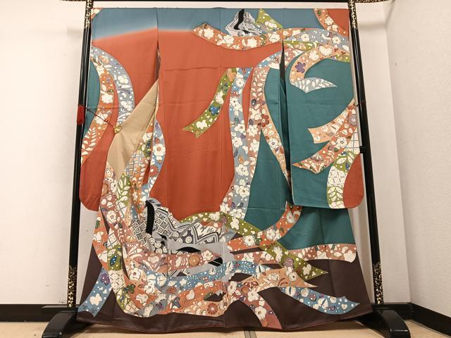 平和屋着物●染色作家　おだに武士　振袖　女人文　暈し染め　正絹　逸品　AABB7235ph