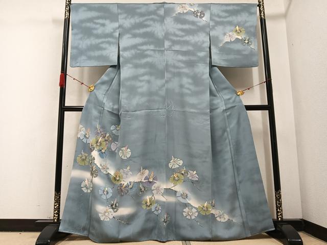 平和屋着物●訪問着　友禅　枝花文　暈し染め　正絹　逸品　AABB7241ph
