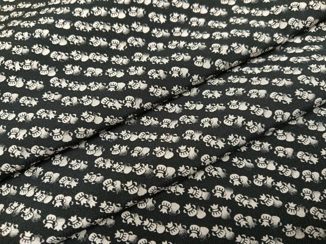 平和屋着物●上質な小紋　仕覆文　黒地　正絹　逸品　未使用　AABB7252ph