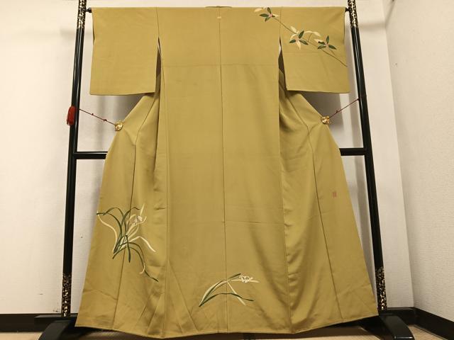 平和屋着物●京加賀糸目友禅作家　山崎巌　訪問着　草花文　正絹　逸品　AABB7255ph