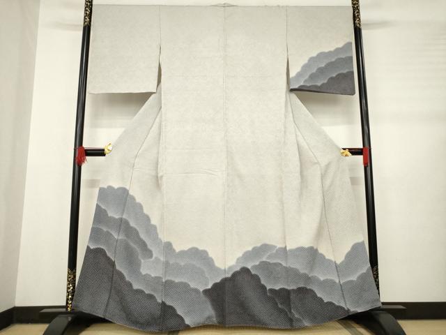 平和屋着物●訪問着　総絞り　雲重ね文　正絹　逸品　AABB7303ck