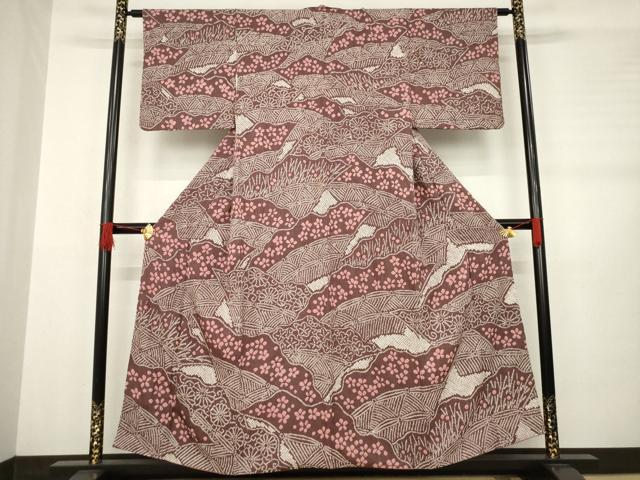 平和屋着物●訪問着　総絞り　道長花文　正絹　逸品　AABB7307ck