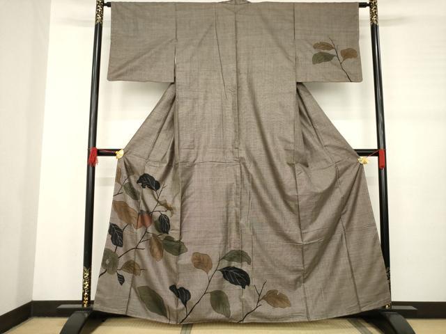 平和屋着物●本場大島紬　訪問着　カタス9マルキ　成り物　正絹　逸品　AABB7308ck