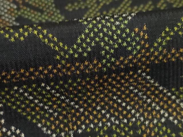 平和屋着物●本場大島紬　一元7マルキ　花籬文　黒地　正絹　逸品　AABB7329ck 平和屋着物○本場大島紬 一元7マルキ 花籬文 黒地 正絹 逸品 AABB7329ck