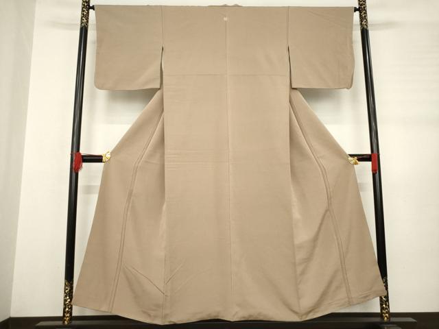 平和屋着物●上質な紬　色無地　白茶色　正絹　逸品　AABB7333ck 平和屋着物○上質な紬 色無地 白茶色 正絹 逸品 AABB7333ck