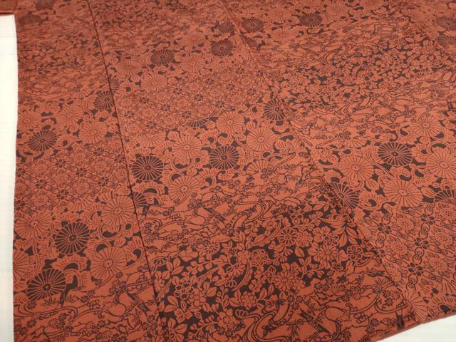 平和屋着物●上質な小紋　型染め　横段花文　正絹　逸品　AABB7357ck 平和屋着物○上質な小紋 型染め 横段花文 正絹 逸品 AABB7357ck