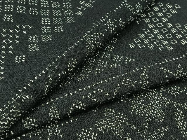 平和屋着物▽本塩沢　単衣　横段花文　正絹　逸品　AABB7721jh