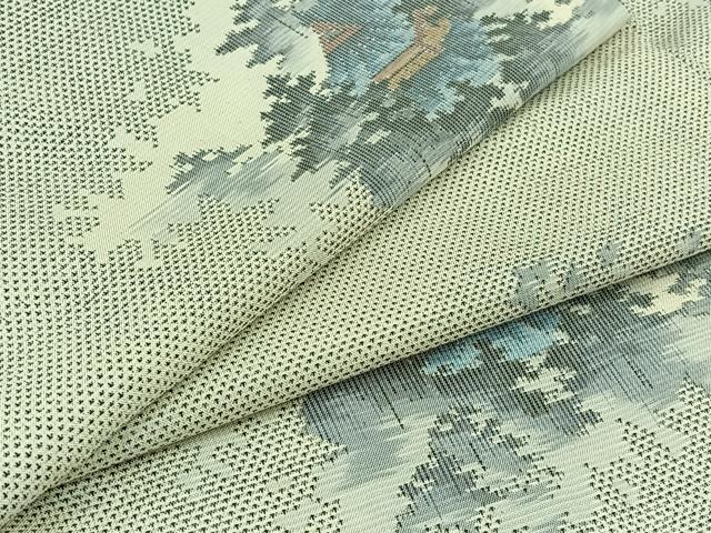 平和屋着物▽本場大島紬　白大島　単衣　9マルキ　風景文　証紙付き　正絹　逸品　AABB7723jh