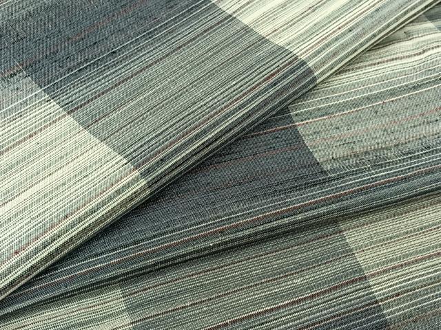 平和屋着物▽上質な紬　単衣　市松文様　正絹　逸品　AABB7736jh