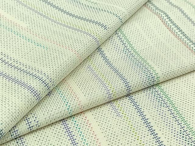 平和屋着物▽本場大島紬　白大島　単衣　9マルキ　縞　正絹　逸品　AABB7740jh