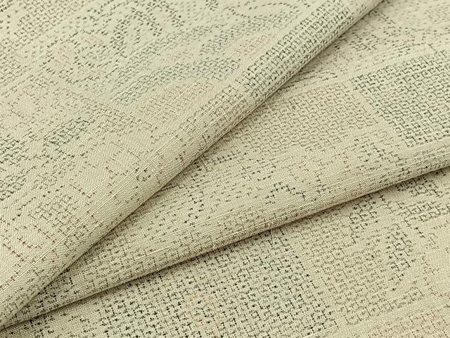 平和屋着物▽結城紬　単衣　100亀甲　草花文　正絹　逸品　AABB7747jh