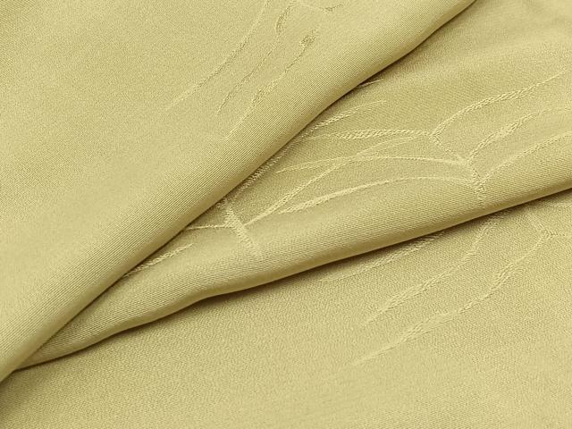 平和屋着物▽上質な色無地　単衣　草葉地紋　枯色　正絹　逸品　AABB7760jh